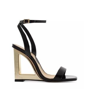 NEW SCHUTZ filipa sandal in black patent & gold size 7.5